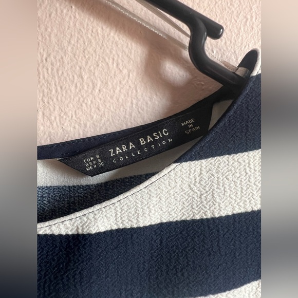 Zara Navy White Striped Blouse - Picture 5 of 12